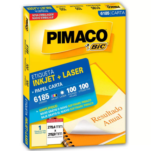 ETIQUETA PIMACO INKJET E LASER CARTA 6185