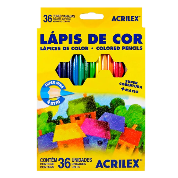 LÁPIS DE COR 36 CORES ACRILEX