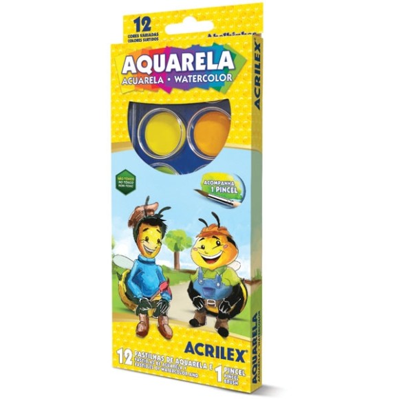 AQUARELA ESCOLAR 12 CORES ACRILEX