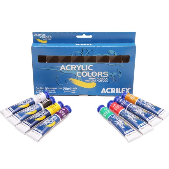 ACRYLIC COLORS ESTOJO COM 8 CORES